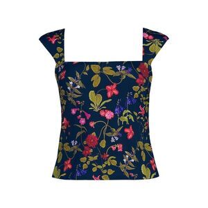 Land's End square neck underwire Tankini top deep sea garden multi floral Var